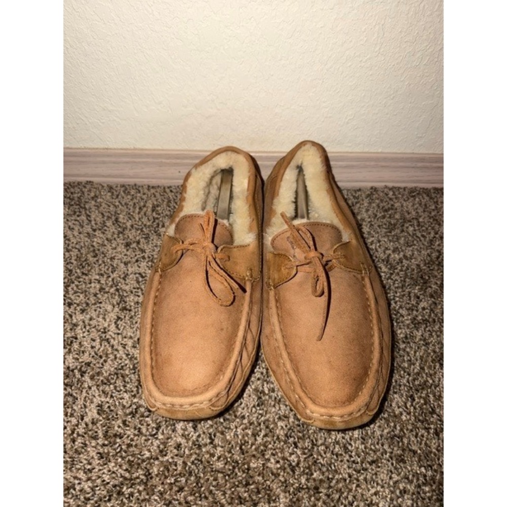 UGG Australia Ascot Moccasin Slippers Chestnut Suede Sheepskin Men 12 5102